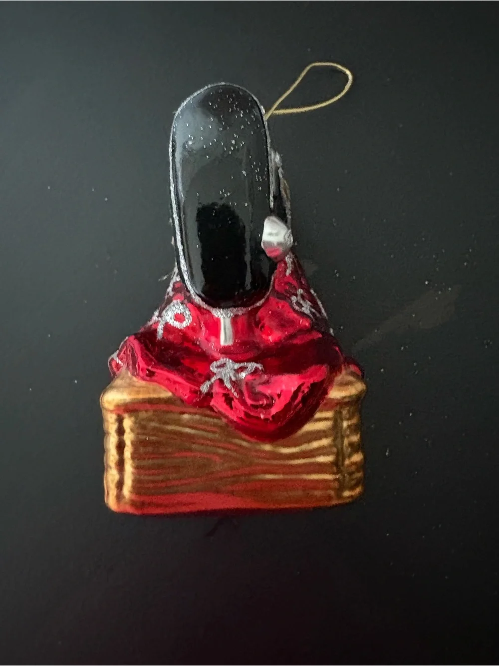 Vintage Blown Glass Antique Sewing Machine Ornament Seamstress Quilter Gift